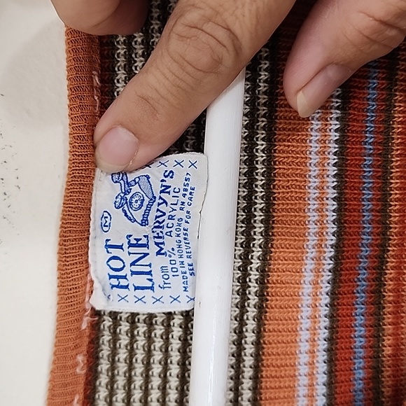 Vintage 90's Mervyn's long v-neck striped long sleeve sweater sz M - Picture 3 of 7